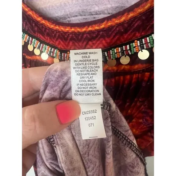 Cupio Women's Red Orange Multicolored Embellished Sleeveless Tank Top Size Small - Picture 7 of 7